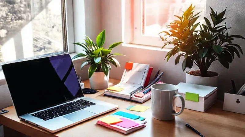 Espacio de trabajo moderno y colorido