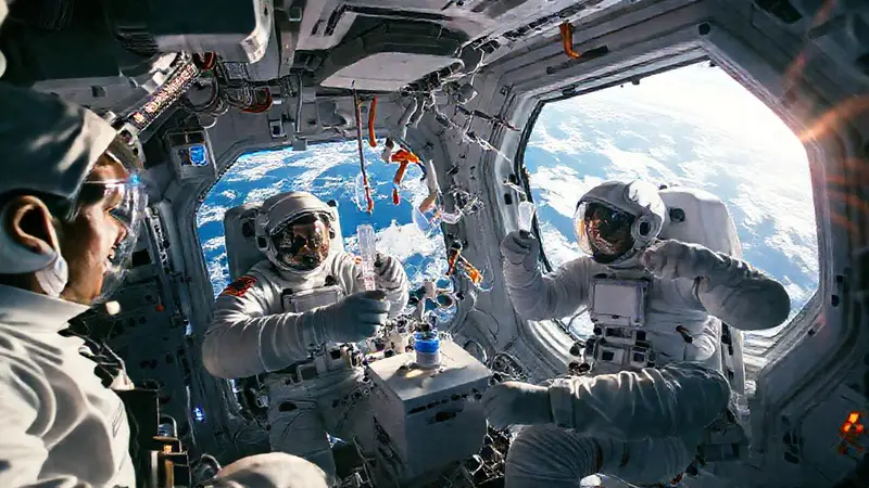 Astronautas colaboran en experimentos en gravedad cero