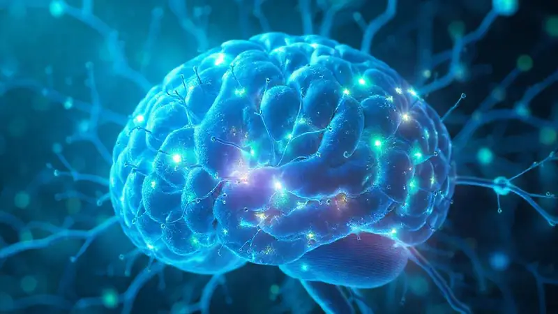 Neuronas interconectadas brillan con esperanza futurista