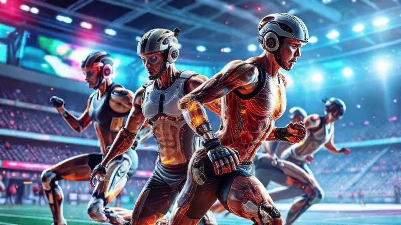 Atletas en movimiento con tecnología avanzada