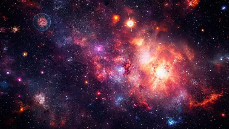 Una galaxia vibrante y colorida con estrellas