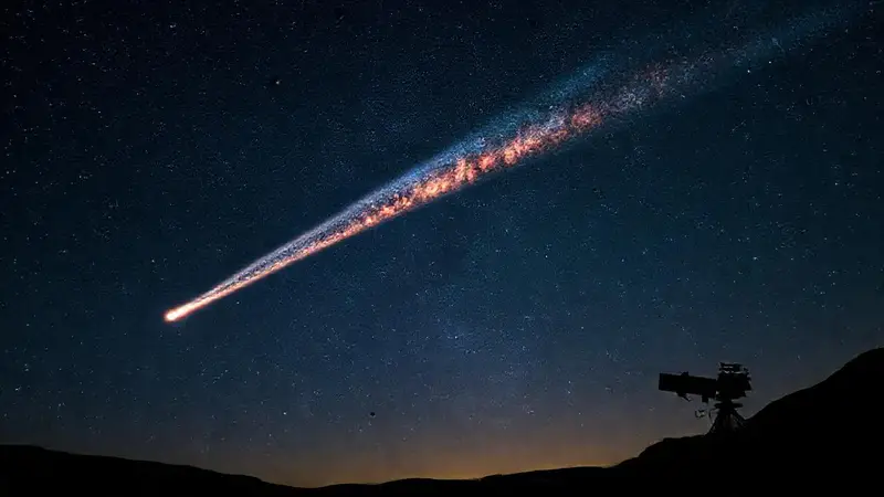 Cometa brillante en el cielo estrellado
