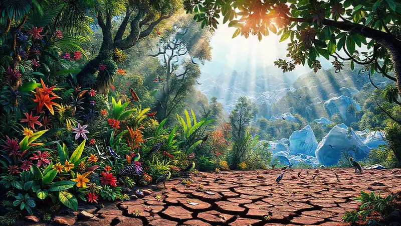 Naturaleza hermosa y destrucción climática evidente