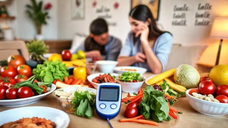 Comida saludable, cuidado y apoyo familiar