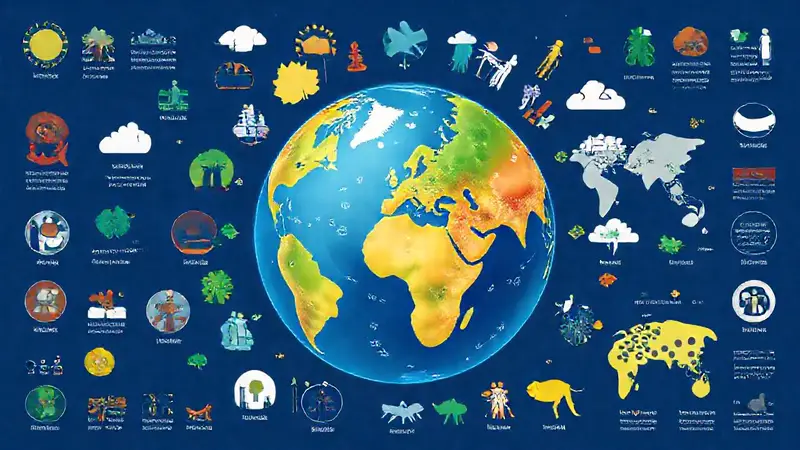Globo con íconos de clima y salud