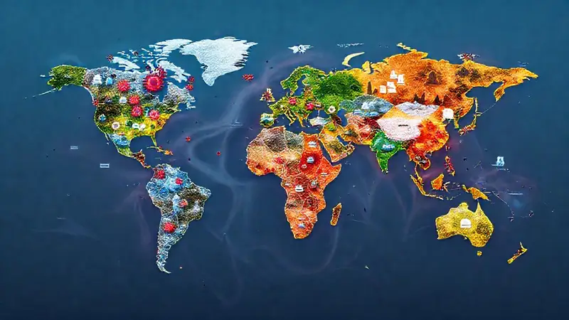 Mapa mundial evidenciando crisis ambiental y sanitaria