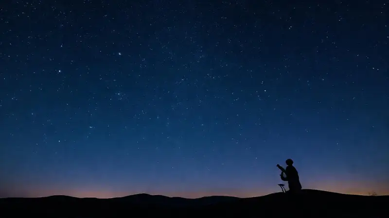 Cielo estrellado con una persona observando