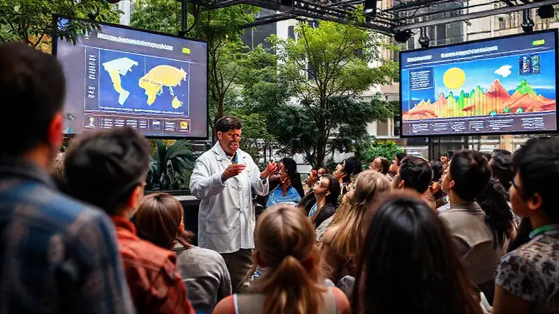 Científico presenta datos climáticos a audiencia diversa