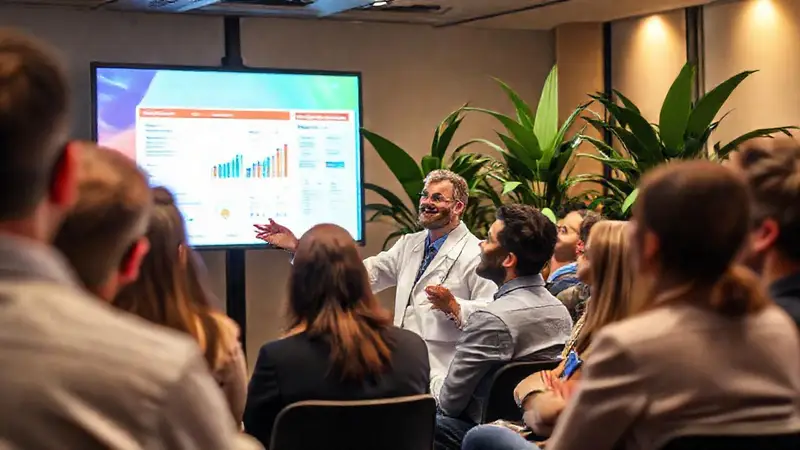 Científico presenta datos en conferencia moderna