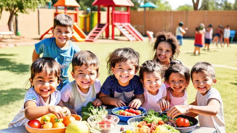 Niños jugando y cocinando en un parque