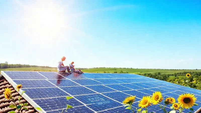 Familia disfruta vida ecológica bajo el sol