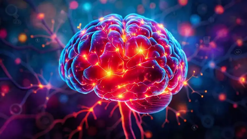 Neuronas brillantes en arte abstracto vibrante