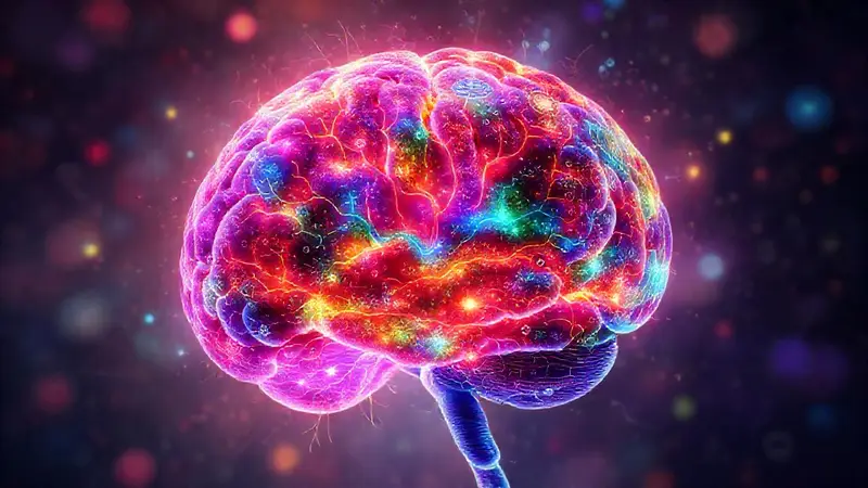 Cerebro humano colorido que representa emociones