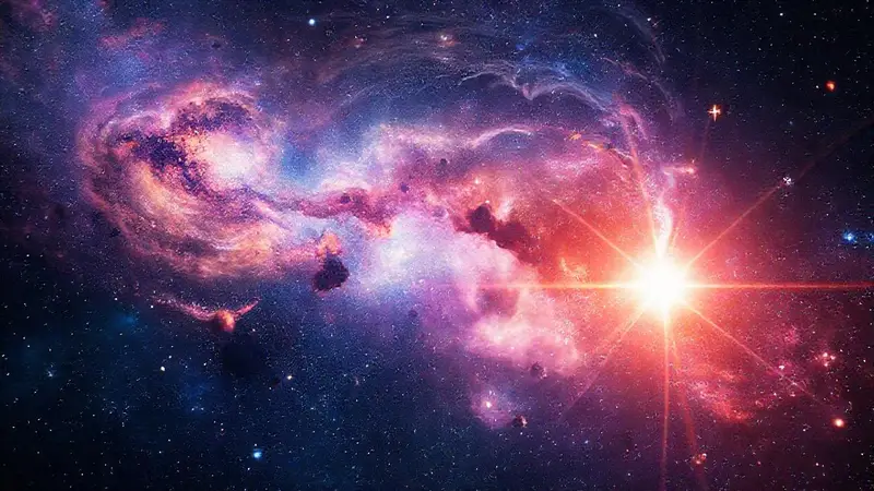 Noche estrellada con galaxias y formación estelar