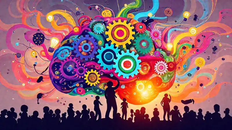 Cerebro vibrante simboliza creatividad e innovación