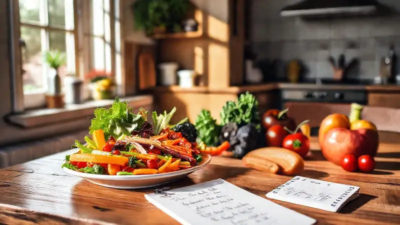 Coloridos alimentos frescos en un ambiente acogedor