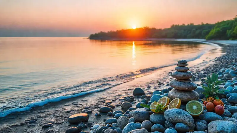 Un paisaje sereno con yoga y bienestar