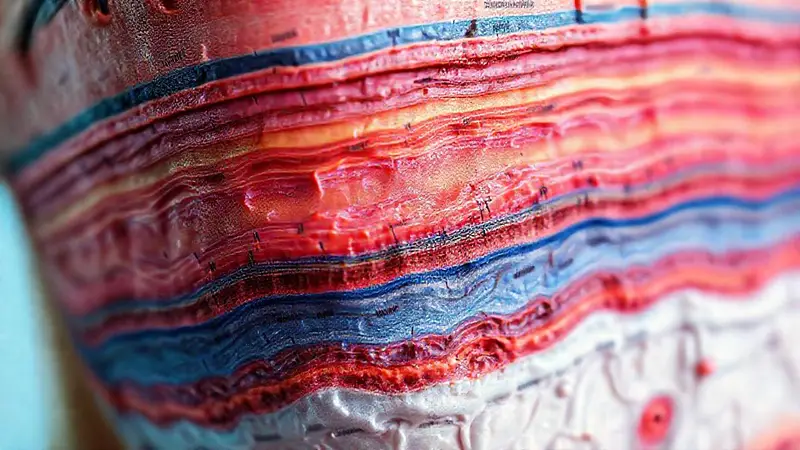 Ilustraciones científicas vibrantes de capas de piel
