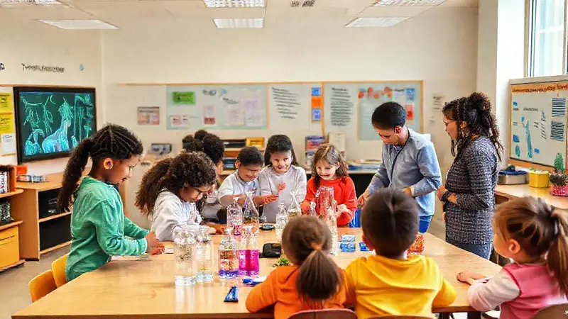 Aula moderna con aprendizaje colaborativo y tecnología