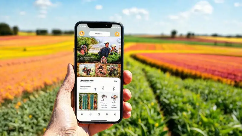 Interfaz móvil de agricultura con herramientas modernas