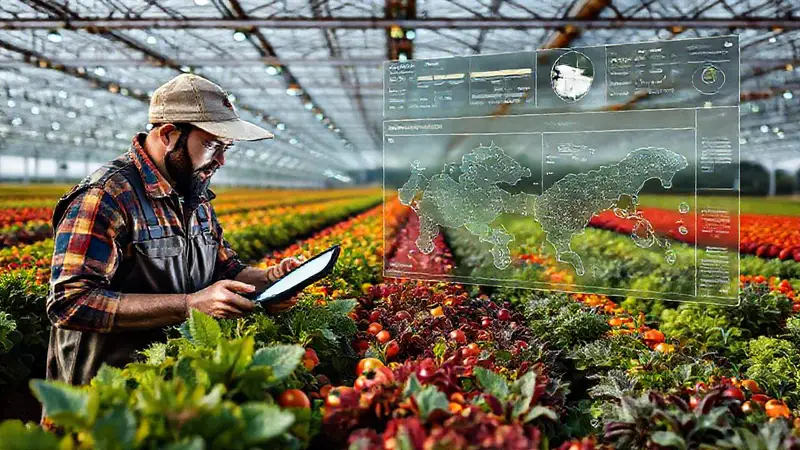 Agricultura futurista con tecnología y sostenibilidad