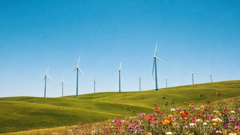 Parque eólico moderno en un paisaje sereno