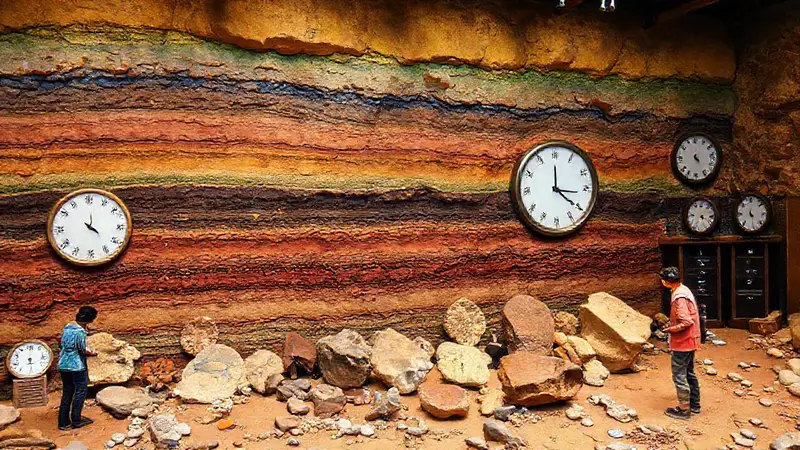 Exploración de capas y fósiles en la Tierra