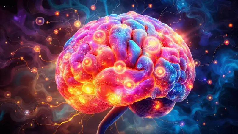 Cerebro colorido conecta recuerdos y creatividad
