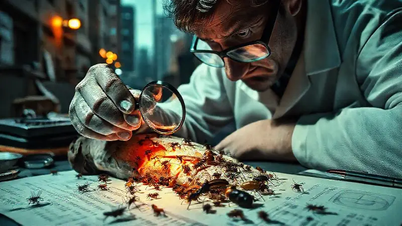 Entomólogo forense investiga escena del crimen