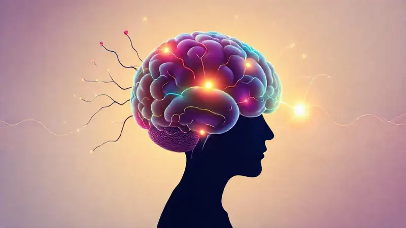 Ilustración cerebral con conexiones y recompensas
