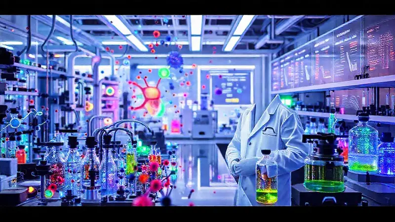 Laboratorio de nanotecnología con científicos innovadores