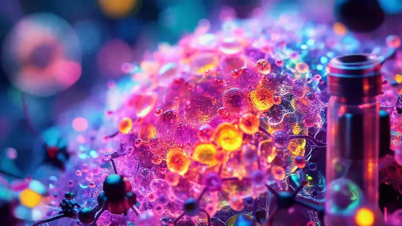 Nanomateriales con colores vibrantes y patrones intrincados