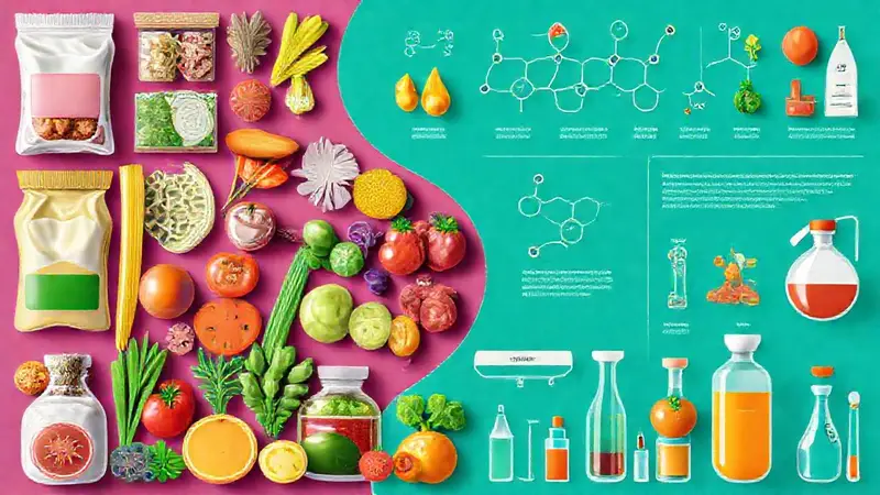 Alimentos procesados con colorido y información