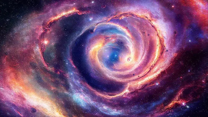 Galaxia espiral con colores cósmicos vibrantes
