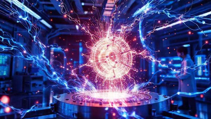Superconductor brillante en un laboratorio futurista