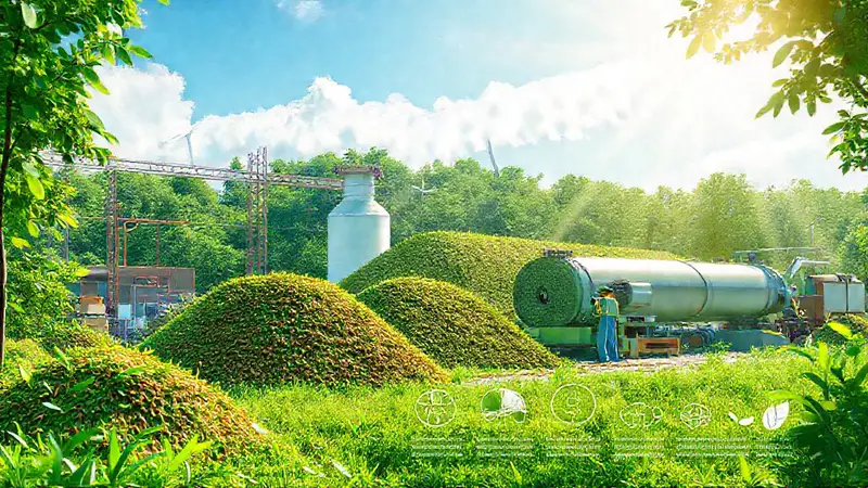 Planta de energía verde con tecnología moderna