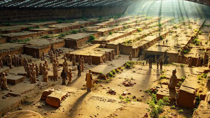 Guerreros de Terracota en un sitio arqueológico