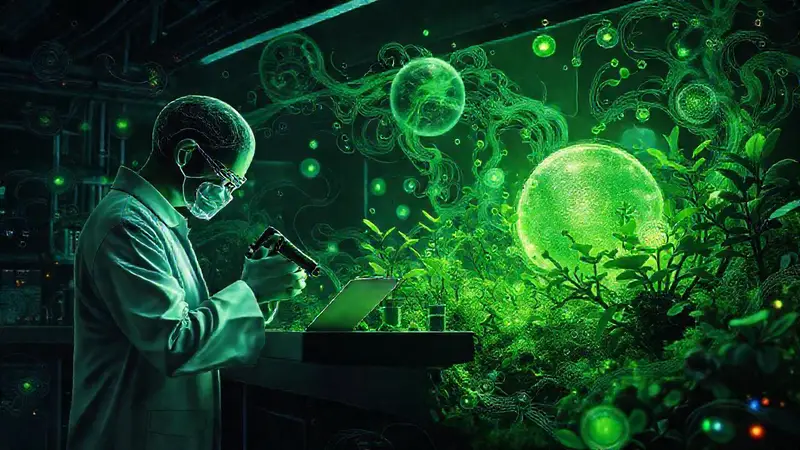 Laboratorio futurista: ciencia y naturaleza en armonía