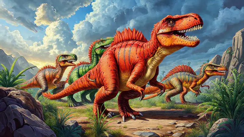 Dinosaurios acorazados en un paisaje prehistórico