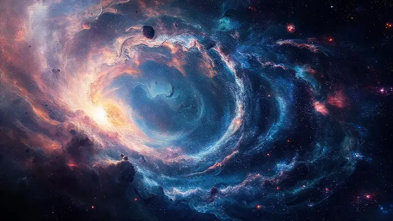 Vórtice cósmico representando el Big Bang