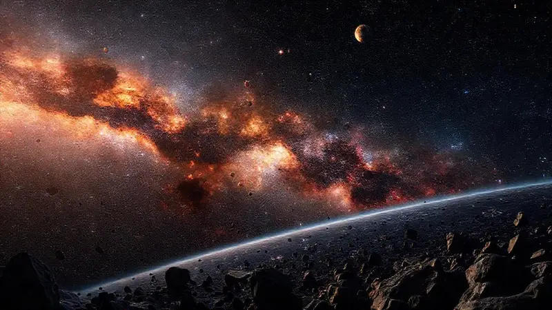 Espacio vasto con estrellas y objetos celestes