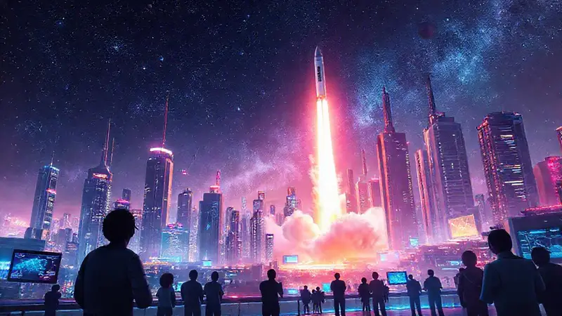 Ciudad futurista con tecnología y asombro