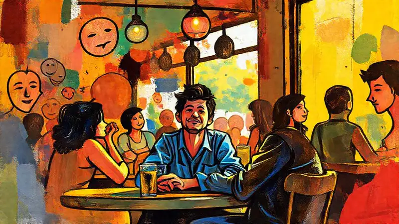 Café lleno de emociones y vida diaria