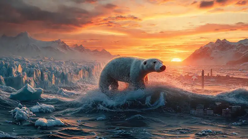 Glaciares que se derriten y ciudades inundadas