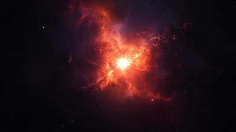 Estrella moribunda en un espacio cósmico