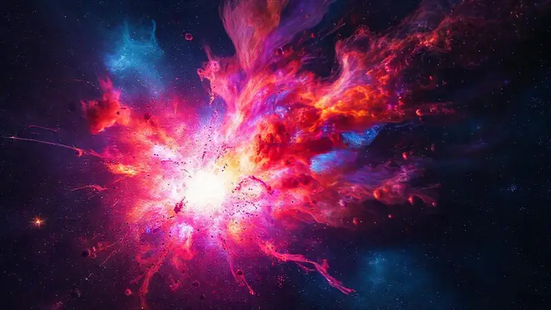 Explosión de supernova con colores vibrantes