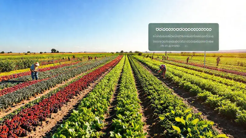 Campo agrícola diverso con prácticas sostenibles