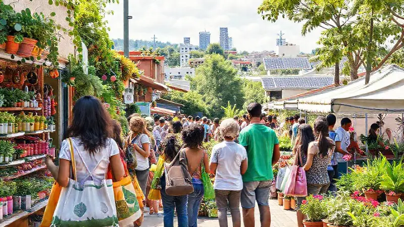 Compras ecológicas en comunidad sostenible y diversa