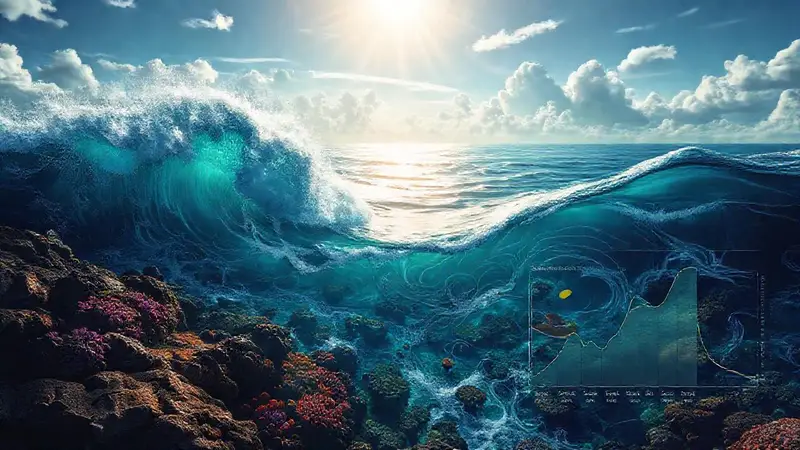 Olas, corales y ecosistemas marinos interconectados