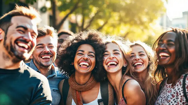 Grupo diverso de personas felices y alegres